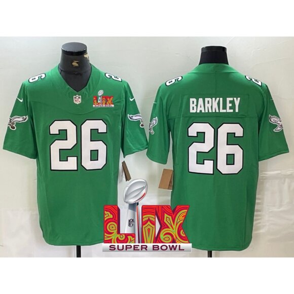 Mens Youths Kids Womens Saquon Barkley Super Bowl LIX Green Stitched Jersey